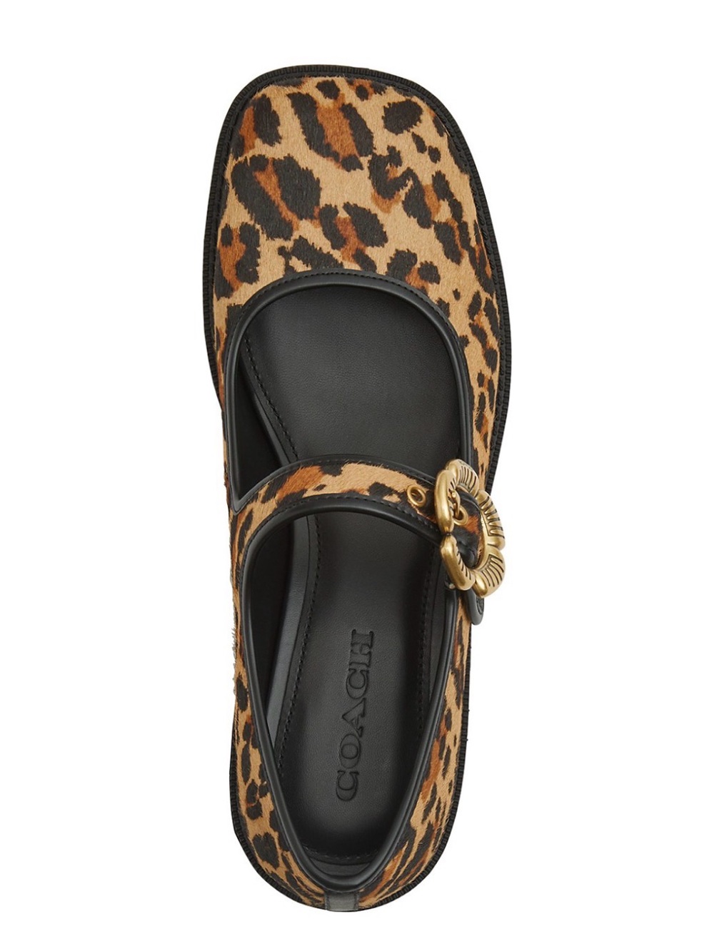 Coach Tea Rose Mary Jane Loafers, Leopard Calf Hair, Size 7